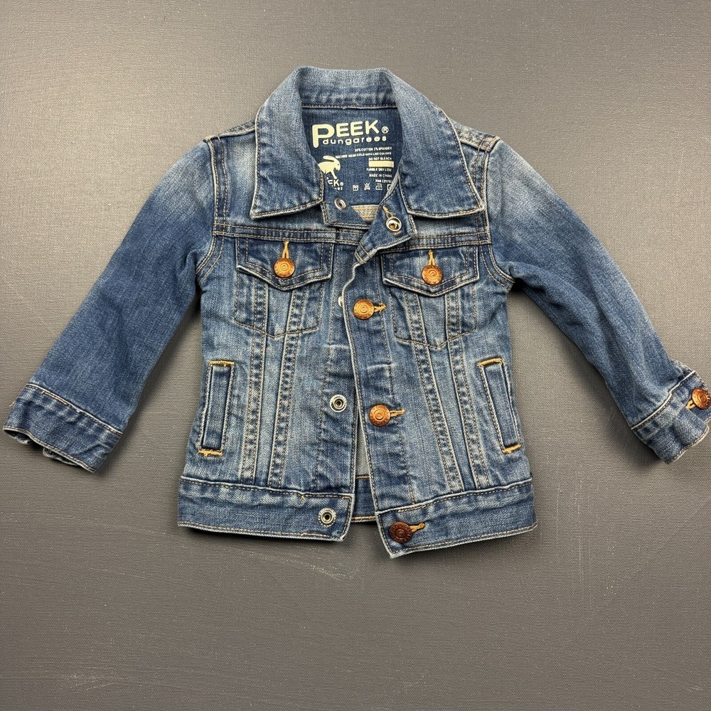 Peek Denim Jean Jacket Baby 6-12 Months Blue Button Front Toddler Coat Outdoor